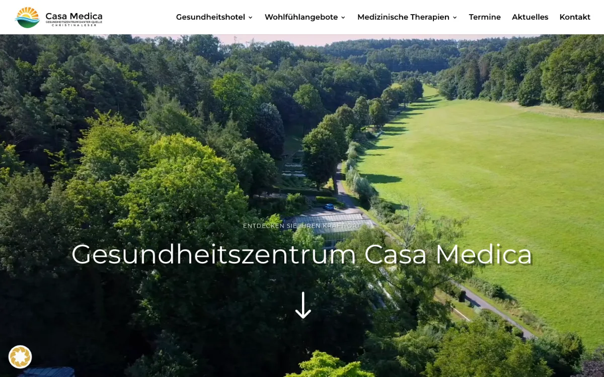 Startseite von casamedica.de in der Desktop-Ansicht